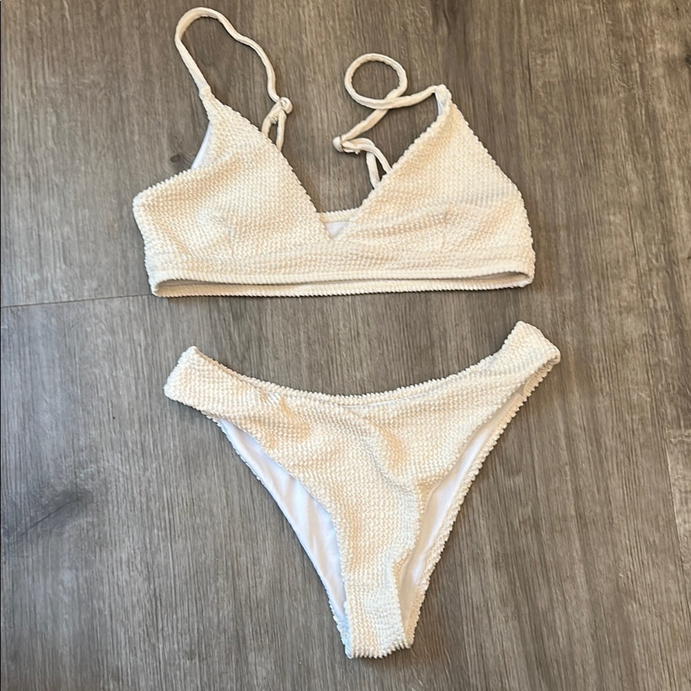 Elegant Cream Textured Bikini Set